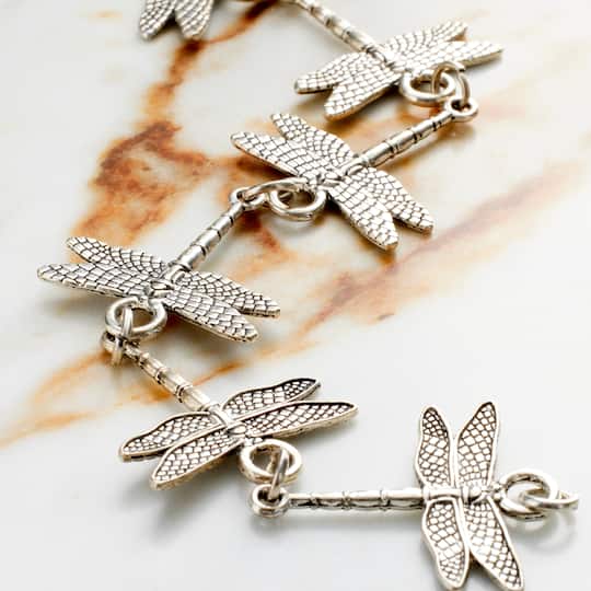 Silver Plated Dragonfly Connectors, 28mm by Bead Landing™